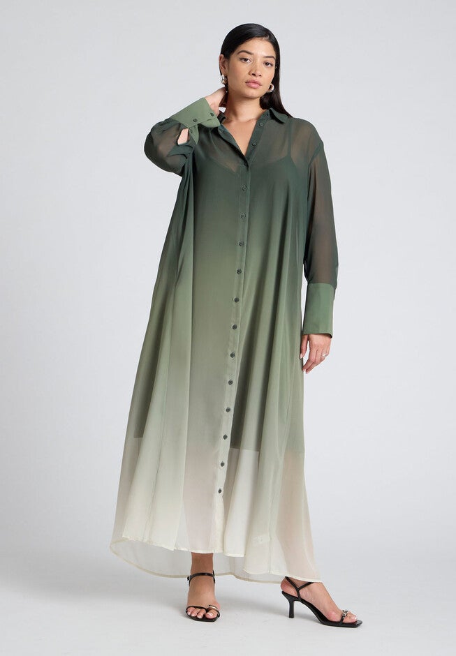 Ombre Shirt Dress, FOREST OMBRE, hi-res image number null