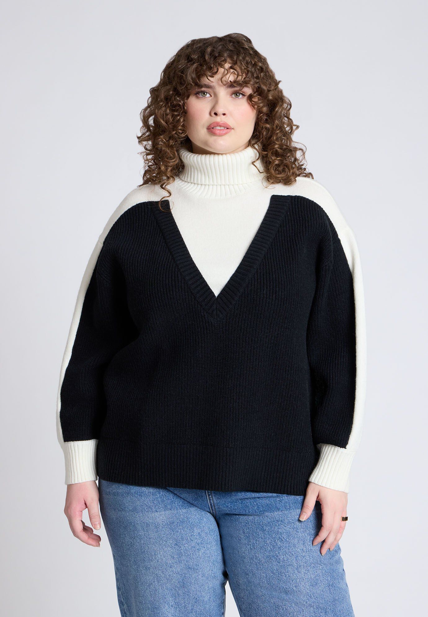 Mixed Knit Turtleneck