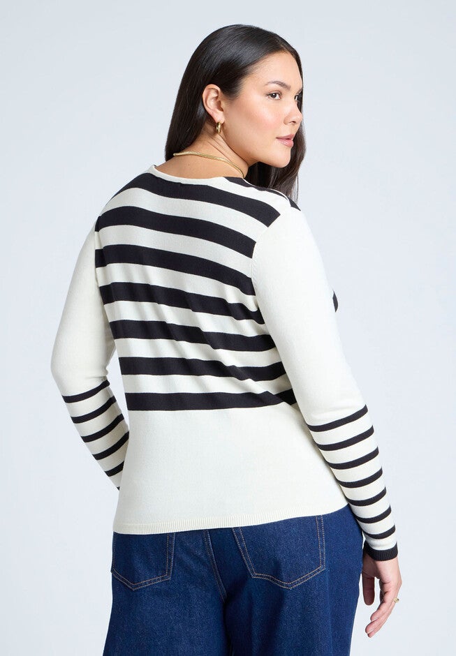 Abstract Striped Sweater, BLACK WHITE STRIPE, on-hover image number null