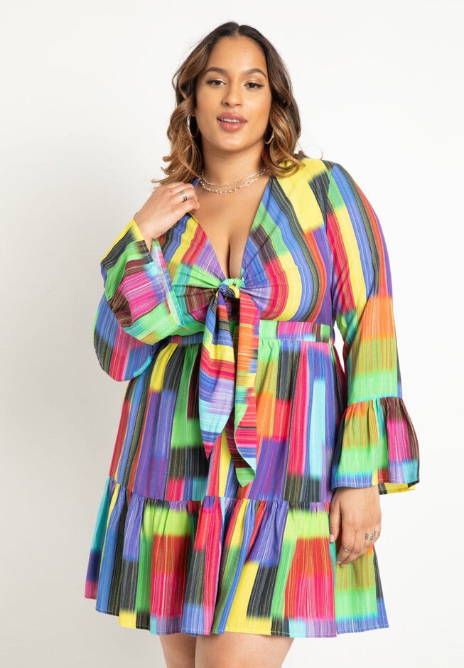Tie Front Mini Dress, , on-hover image number null