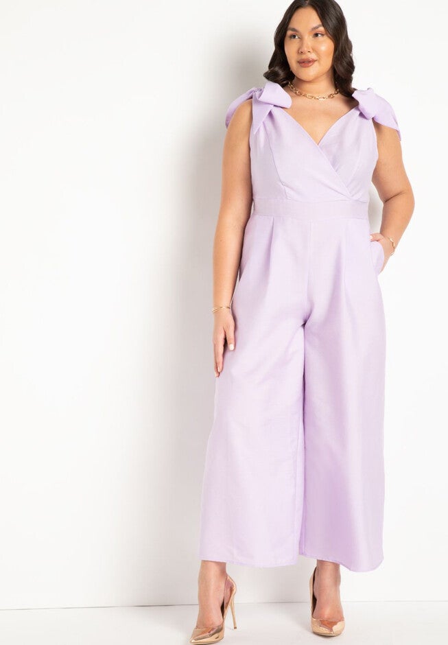 Tie Strap Wide Leg Jumpsuit, PASTEL LILAC, hi-res image number null