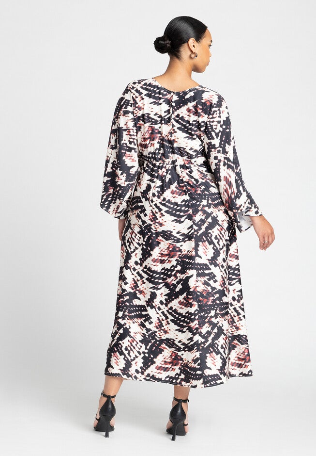 Wide Sleeve Maxi Dress, CERISE SNAKE, on-hover image number null