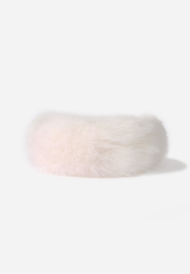 Faux Fox Fur Ear Warmer, WHITE, hi-res image number null