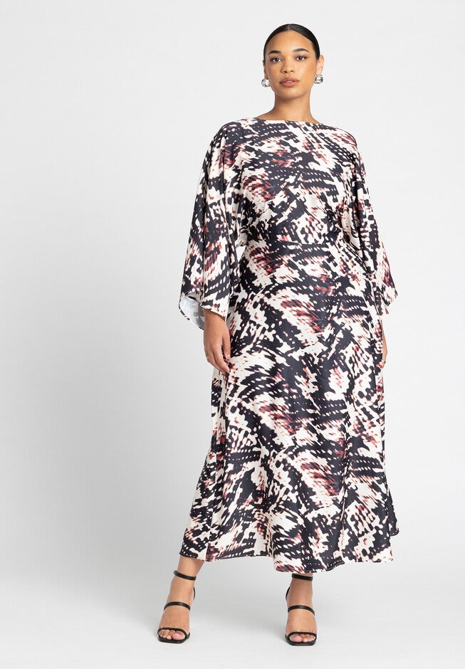 Wide Sleeve Maxi Dress, CERISE SNAKE, hi-res image number null