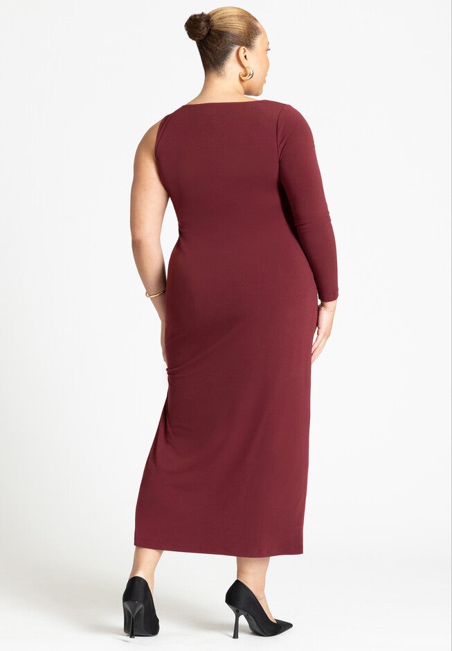 One Shoulder Maxi Dress, MAROON BANNER, on-hover image number null