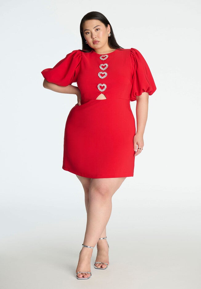 Rhinestone Heart Mini Dress, BARBADOS CHERRY, on-hover image number null