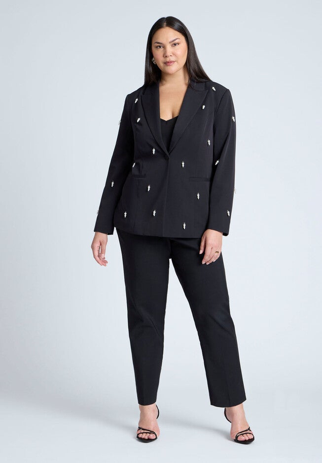 Pearl Detail Blazer, BLACK, alternate image number null