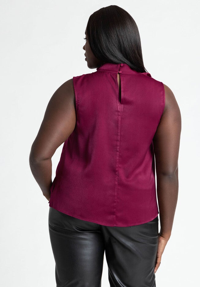 Asym Draped Top, MAROON BANNER, on-hover image number null