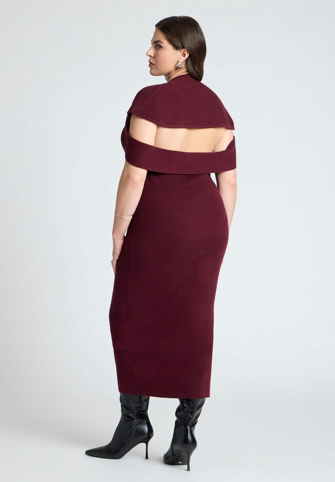 Cape Dress, BURGUNDY, on-hover image number null