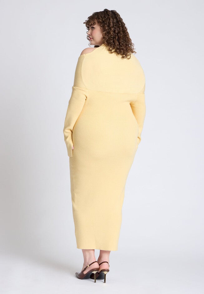 Sweater Dress With Tie, LIGHT YELLOW, on-hover image number null