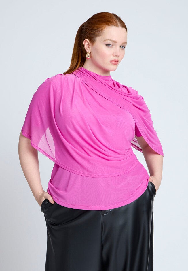 Sheer Wrap Drape Blouse, VERY BERRY, hi-res image number null