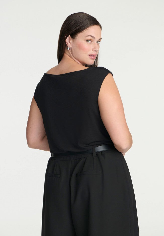 Cowl Neck T Shirt, BLACK ONYX, on-hover image number null