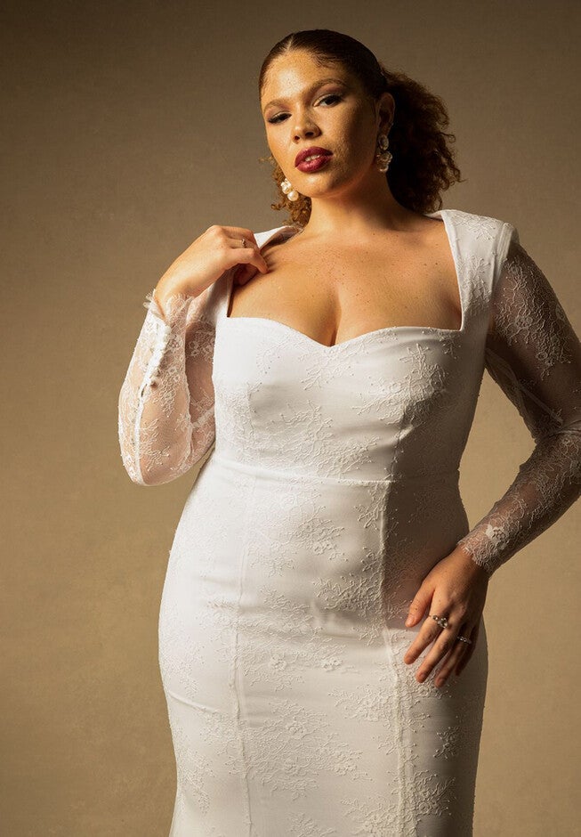 Bridal by ELOQUII Strong Shoulder Lace Gown, , on-hover image number null