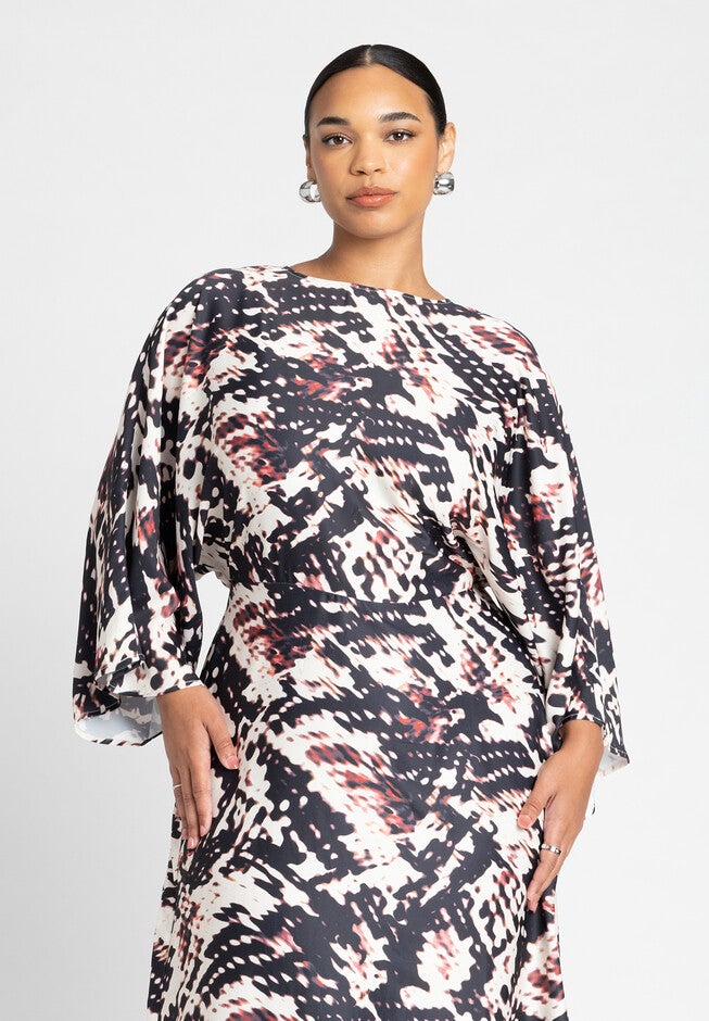 Wide Sleeve Maxi Dress, CERISE SNAKE, alternate image number null