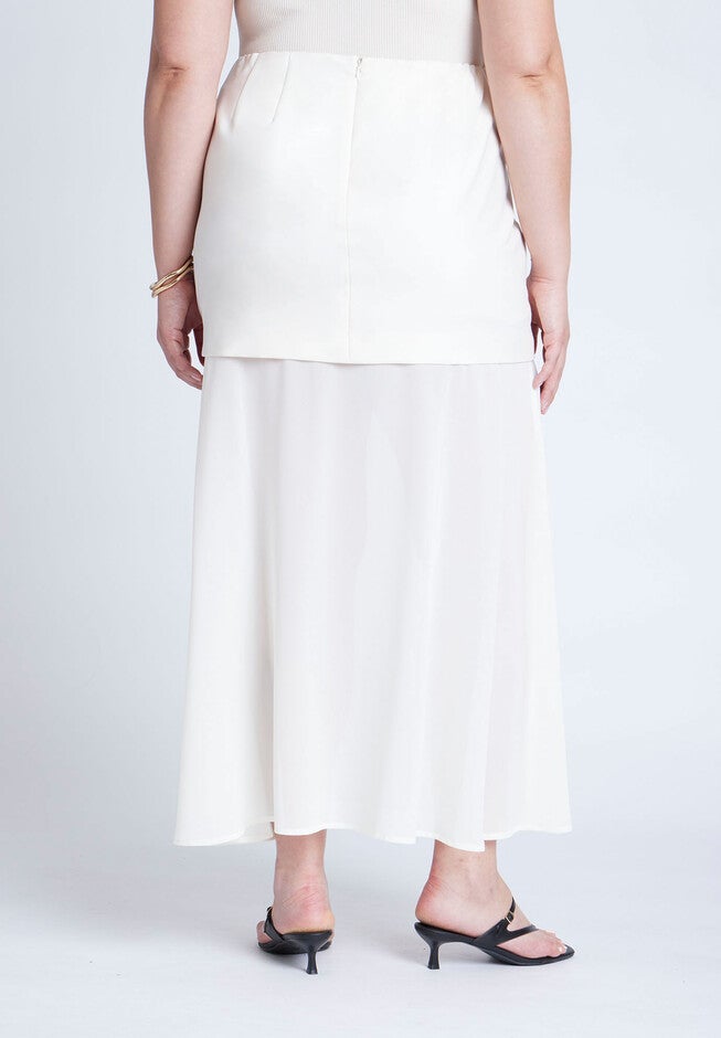Mixed Media Skirt, CREAM, alternate image number null