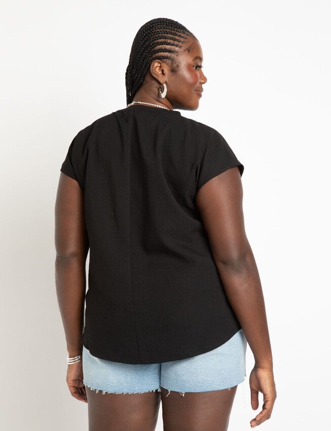 Lightweight Woven Blouse, BLACK ONYX, on-hover image number null