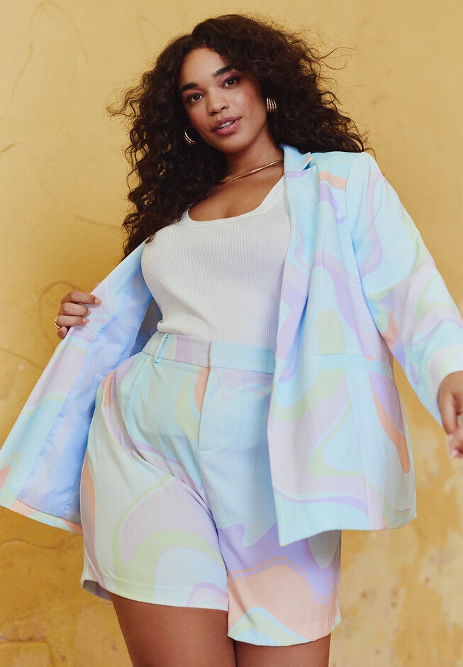Pleat Front Short, PASTEL SWIRL, hi-res image number null