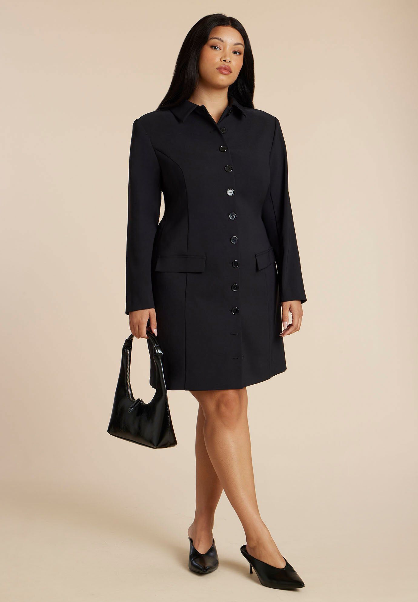 Long Sleeve Collared Mini Dress | Fullbeauty Outlet