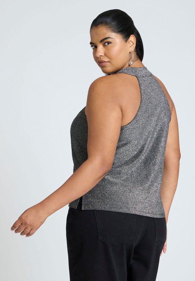 Lurex Halter Top, BLACK ONYX, on-hover image number null