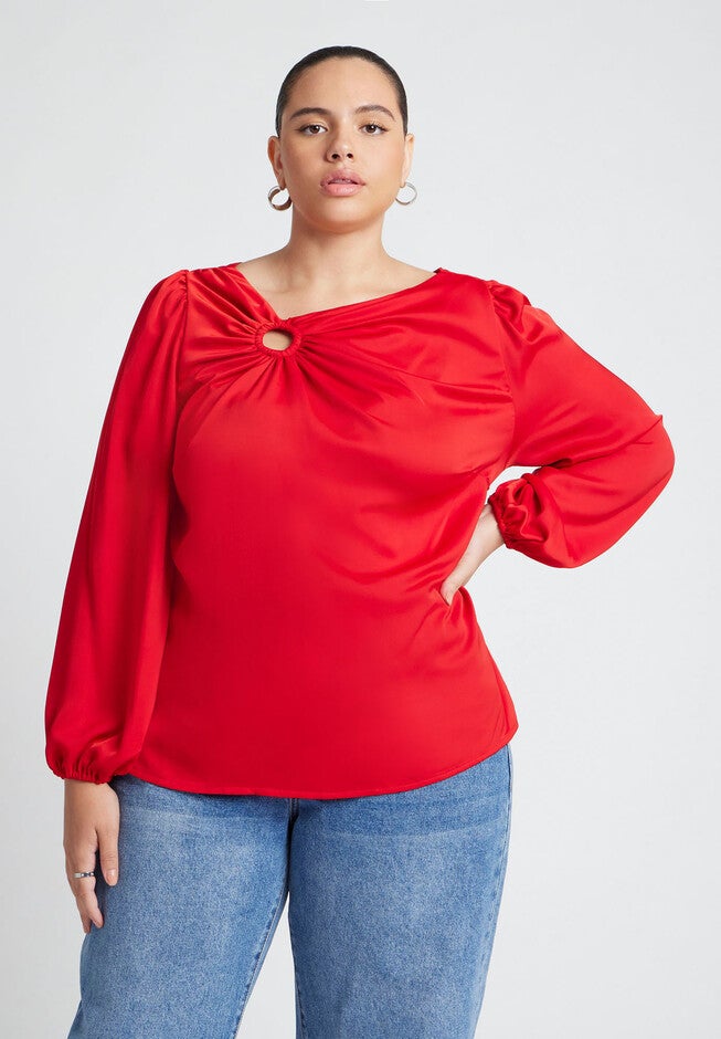 O Ring Neck Drape Top, BARBADOS CHERRY, hi-res image number null