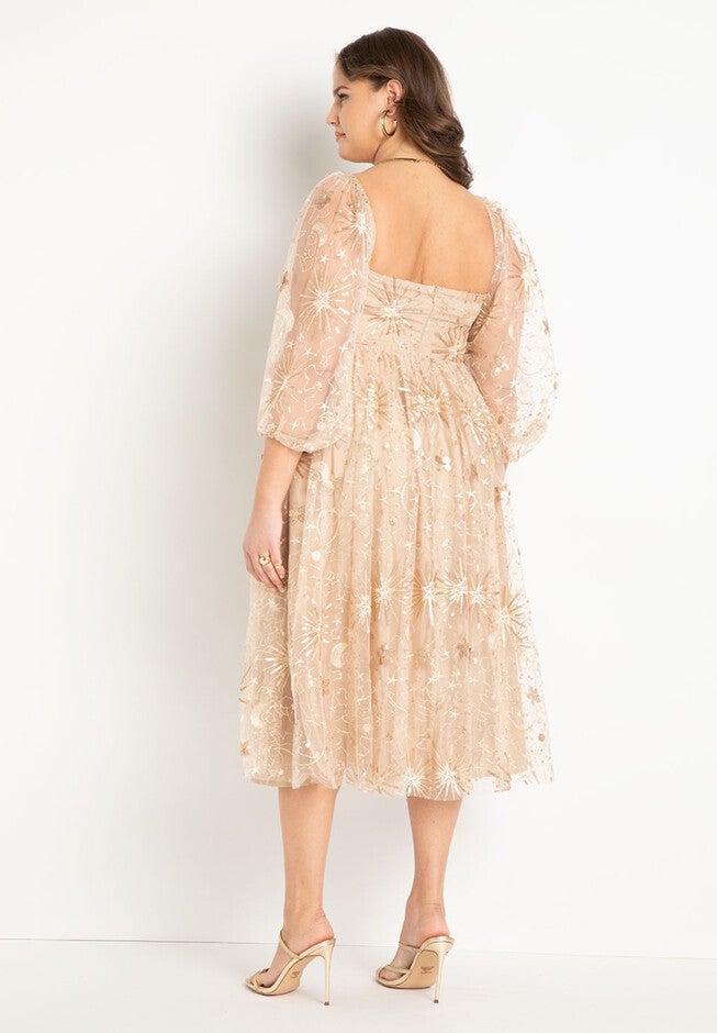 Ruched Bodice Novelty Sequin Dress, , alternate image number null