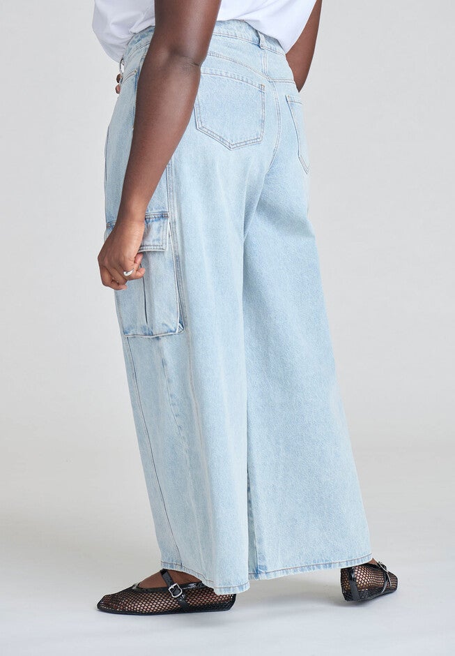 Wide Leg Cargo Jean, LIGHT WASH, on-hover image number null