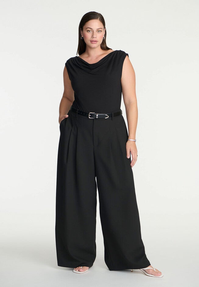 Cowl Neck T Shirt, BLACK ONYX, alternate image number null