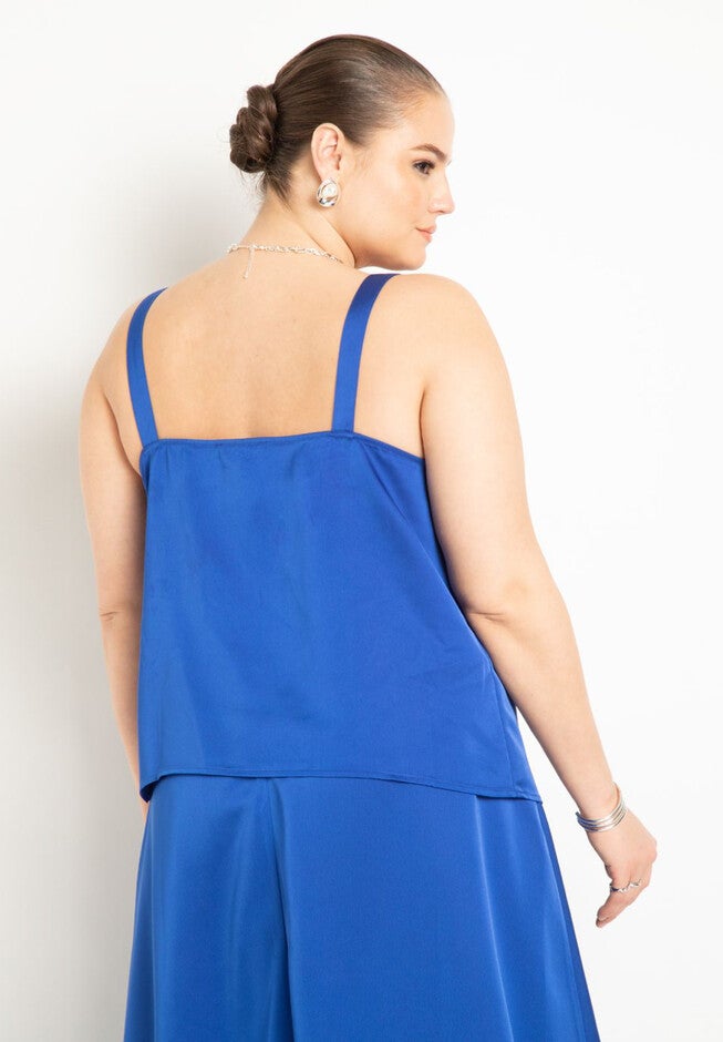Satin Cowl Neck Tank, , on-hover image number null