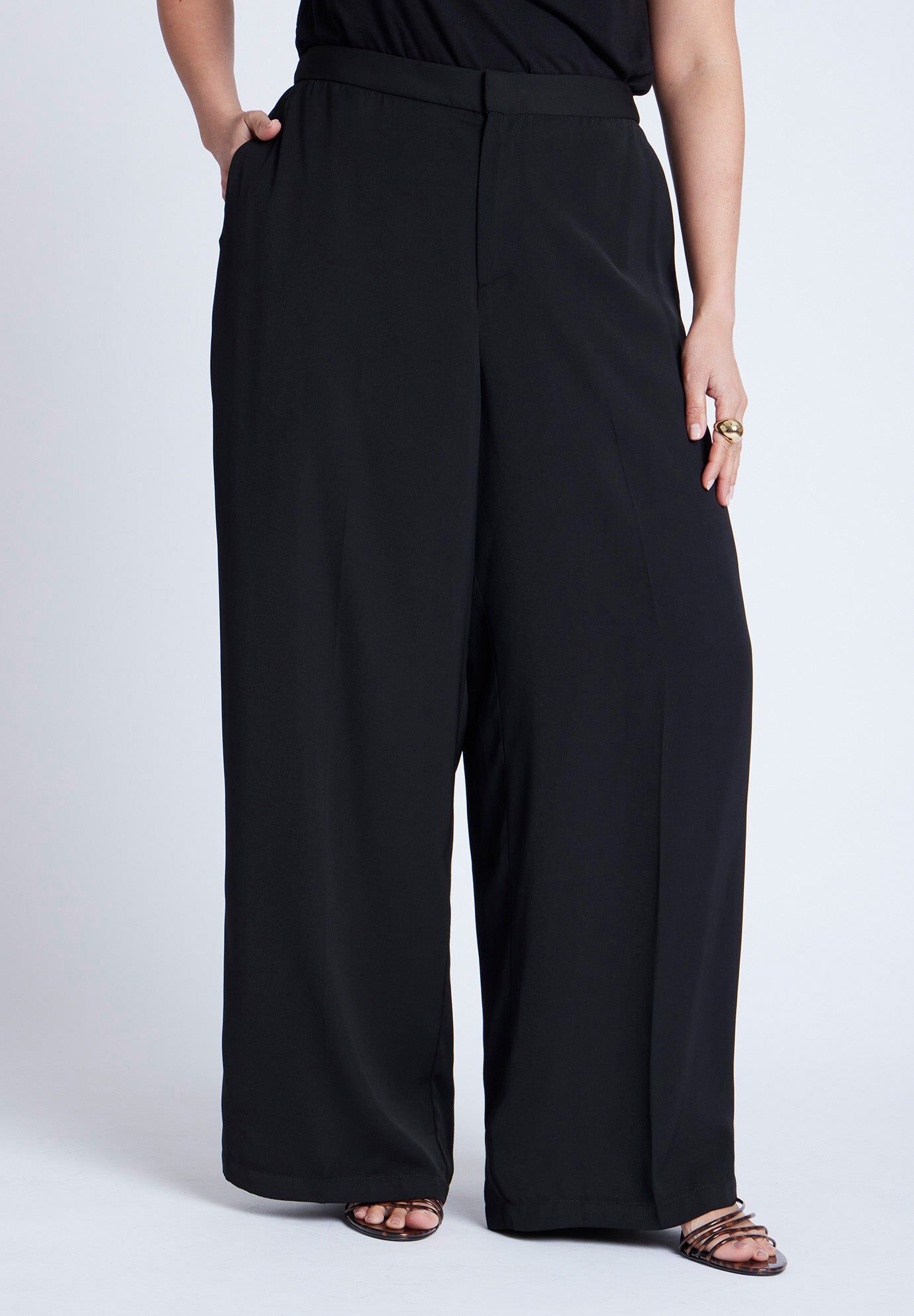 Elastic Waist Wide Leg Trouser