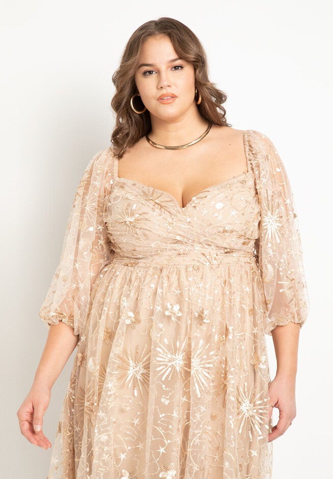 Ruched Bodice Novelty Sequin Dress, , on-hover image number null