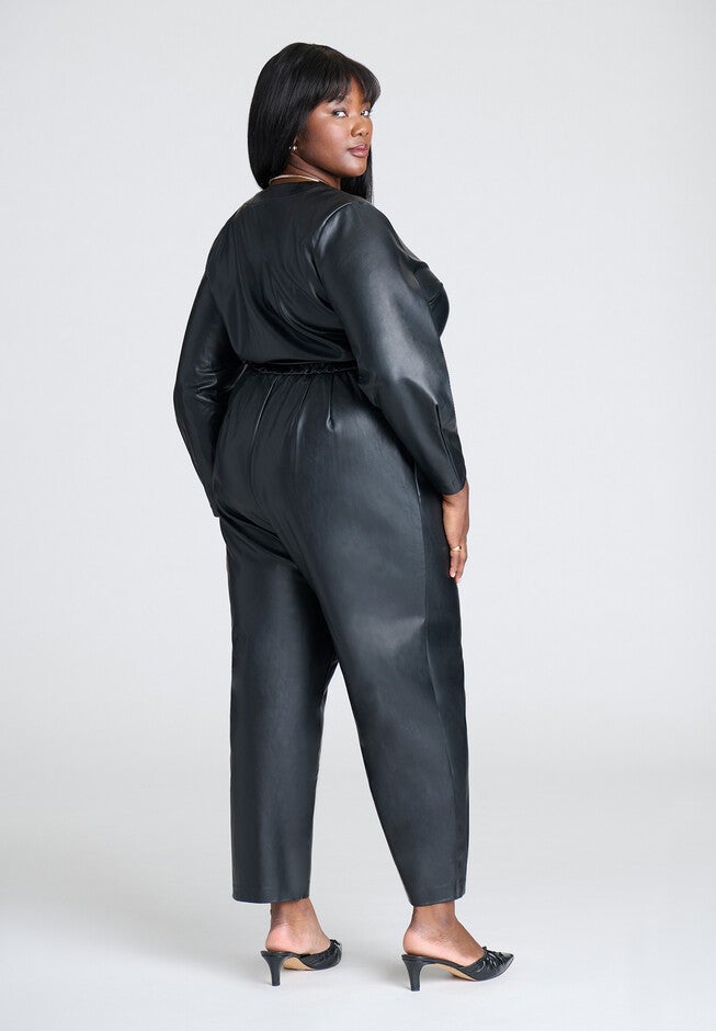 Leather Jumpsuit With Tie, BLACK ONYX, alternate image number null