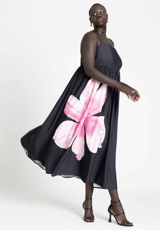 Printed Flower Maxi Dress, FLORAL PHOTO, hi-res image number null