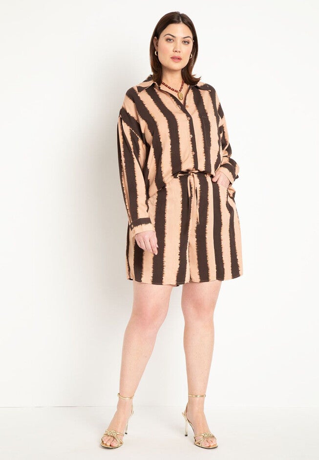 Pull On Printed Short, DESERT INK STRIPE, hi-res image number null