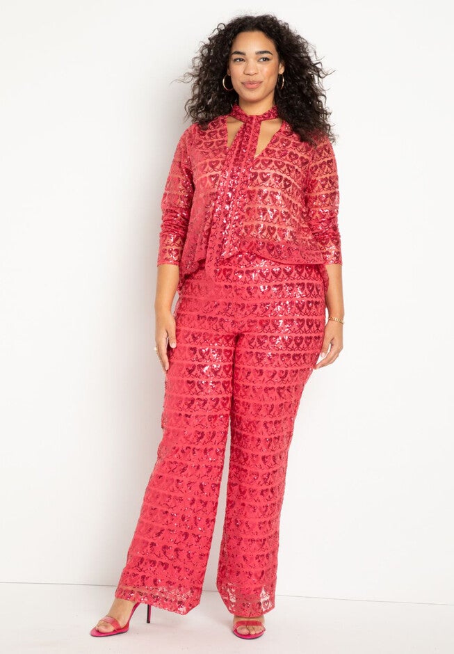 Heart Sequin Trousers, HOT PINK, hi-res image number null