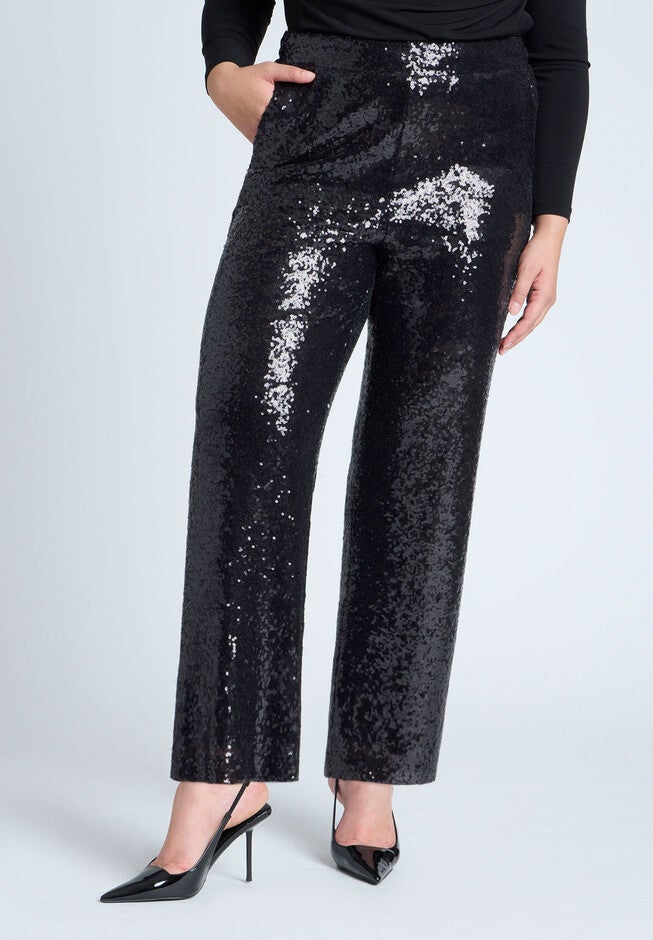 Fitted Sequin Pant, BLACK ONYX, alternate image number null