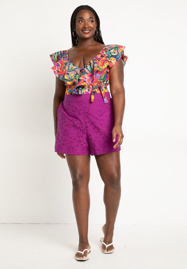 Eyelet Coverup Shorts, , on-hover image number null