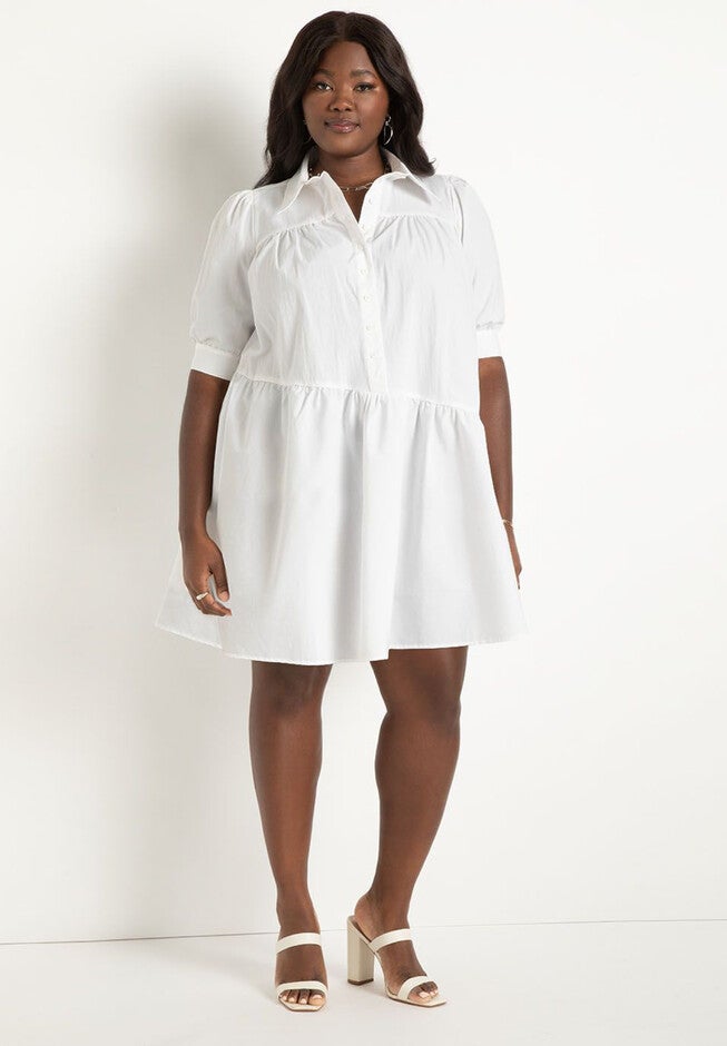 Mini Dress With Asym Flounce, TRUE WHITE, hi-res image number null