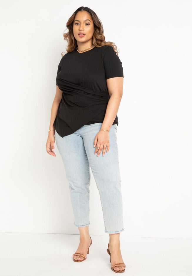 Draped Tee With Asym Hem, , alternate image number null