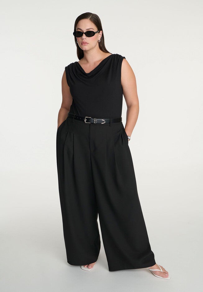 Cowl Neck T Shirt, BLACK ONYX, alternate image number null
