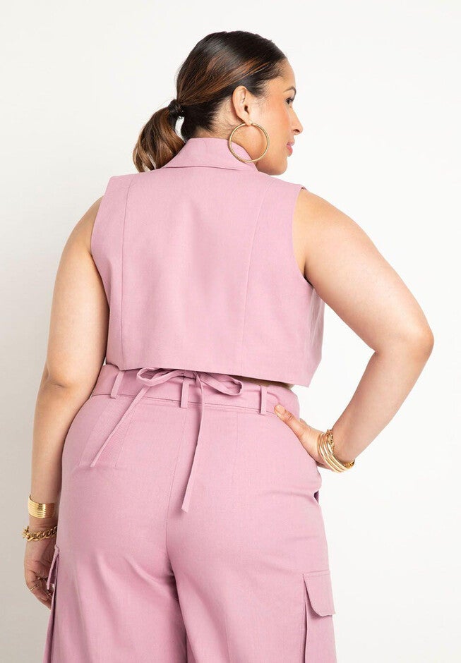 Cropped Vest with Lace Up Back, , on-hover image number null