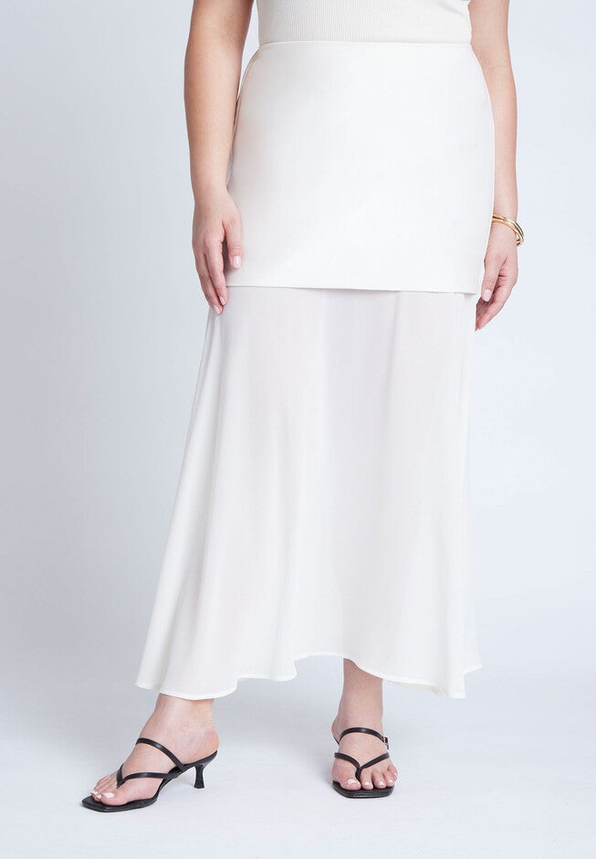 Mixed Media Skirt, CREAM, alternate image number null