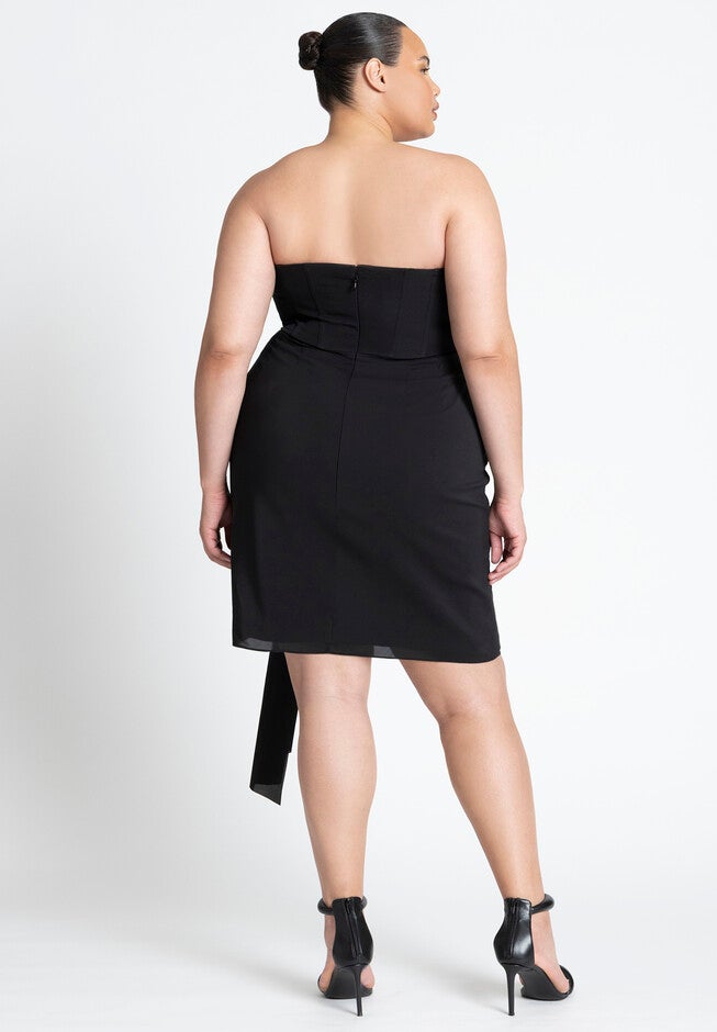 Rosette Sash Mini Dress, BLACK ONYX, on-hover image number null