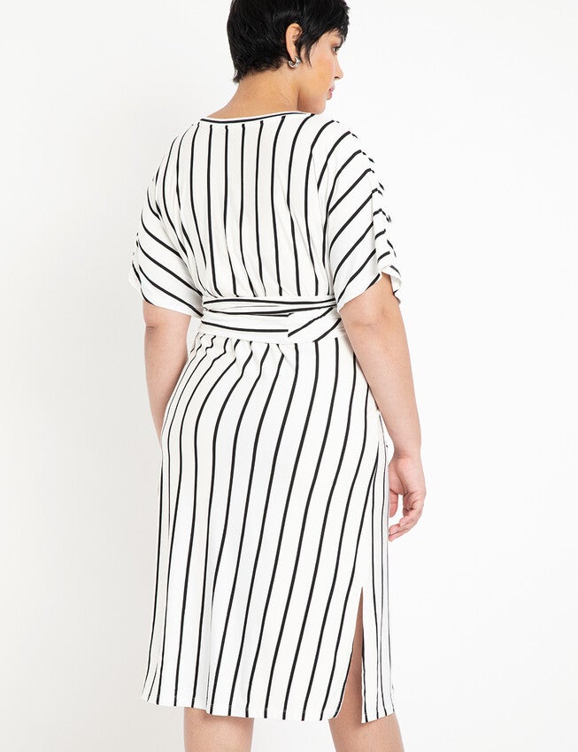 Wrap Around Dress, BLACK WHITE STRIPE, alternate image number null