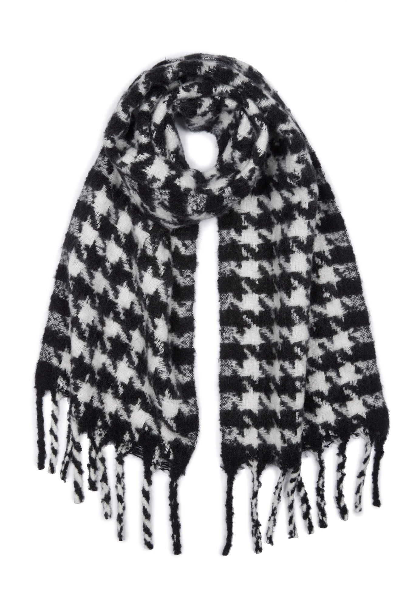 Houndstooth Scarf, BLACK WHITE HOUNDSTO, hi-res image number 0