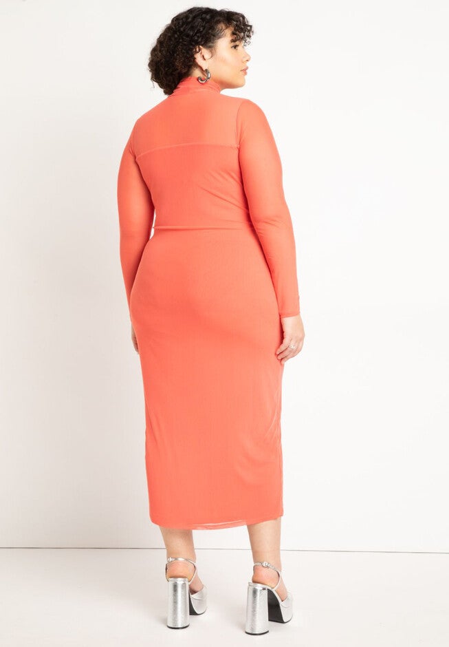 Sheer Dress With Wrap Detail, , alternate image number null