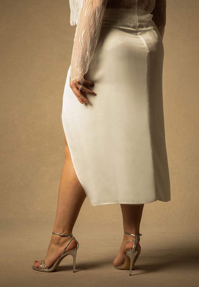 Bridal by ELOQUII Satin Draped Skirt, , alternate image number null