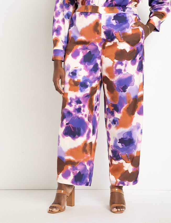 Printed Satin Pant, VIOLET DROPS, on-hover image number null
