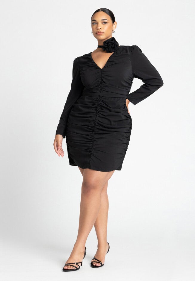 Rosette Mini Dress, BLACK ONYX, hi-res image number null