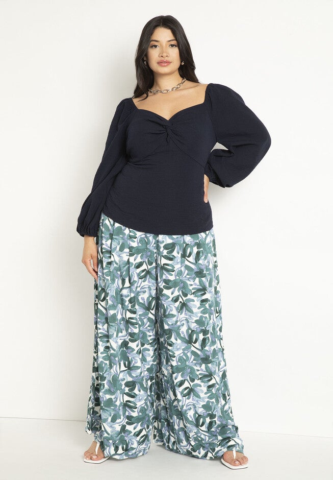 Puff Sleeve Twist Blouse, , alternate image number null