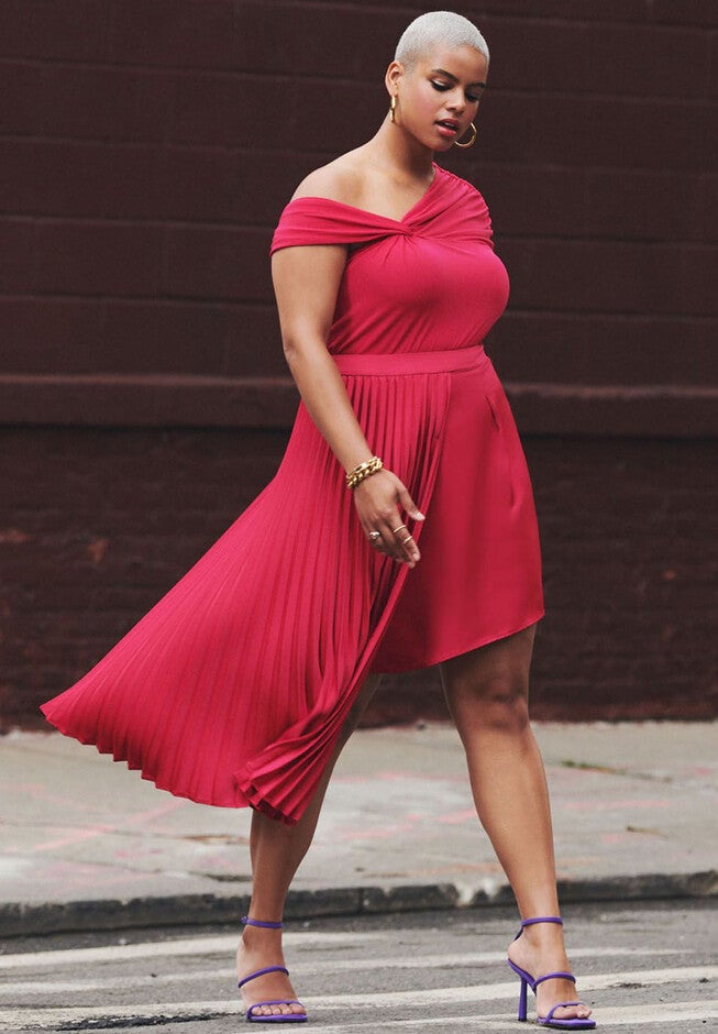 Asymmetrical Pleated Skirt, , alternate image number null